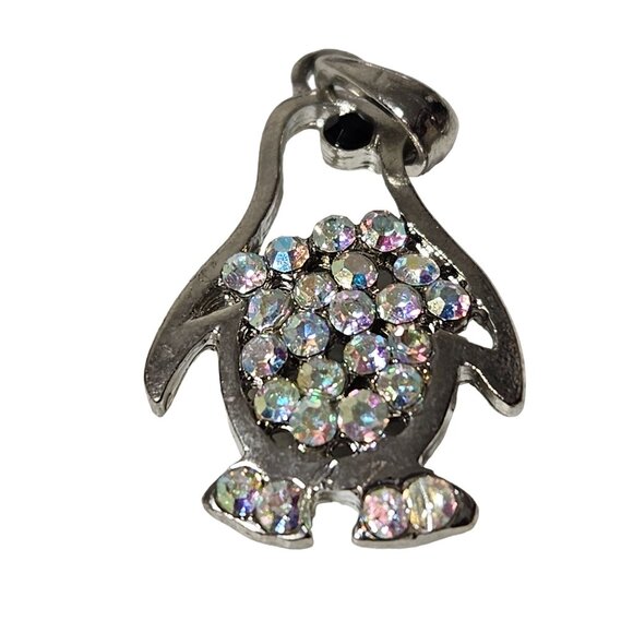 Penguin Rhinestone Pendant Charm Silver Tone Gift Bird Lovers Jewelry Women - Picture 3 of 4